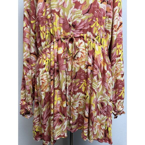 Torrid Plus SZ 4 Blouse Top Floral Ruffled V-Neck Long Sleeves Drawstring Waist - Picture 3 of 15